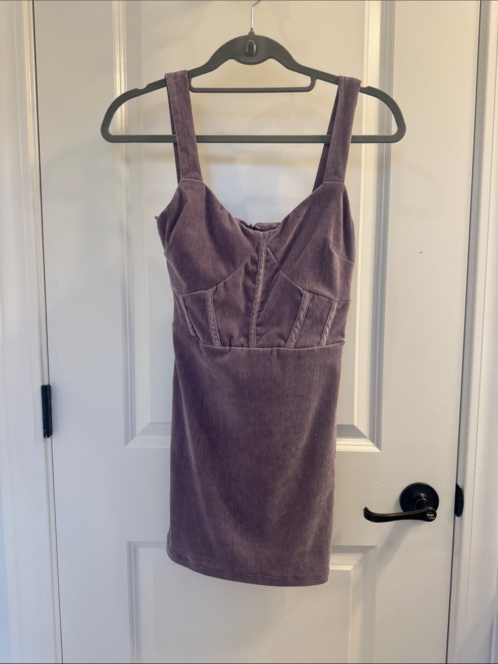 Plum velvet bodycon dress